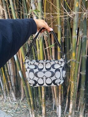 Coach Black & White Signature Shoulder Bag